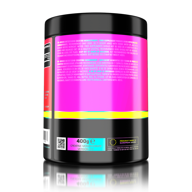 Load image into Gallery viewer, CREATINE MONOHYDRATE 400g 133serv Genius Nutrition unflavored - Supplement for ATP production, muscle mass increase, and improved physical endurance.