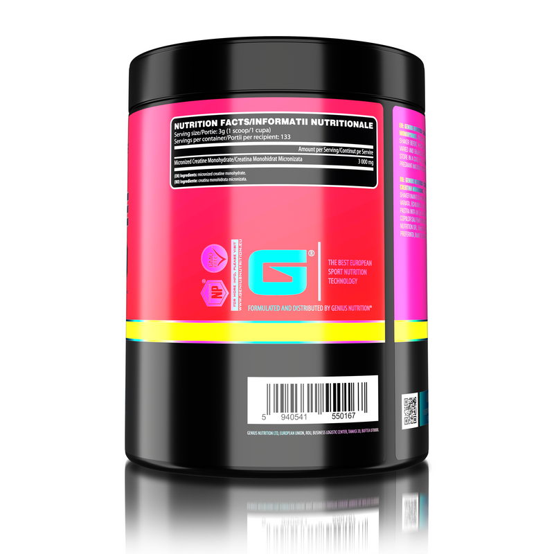 Load image into Gallery viewer, CREATINE MONOHYDRATE 400g 133serv Genius Nutrition unflavored - Supplement for ATP production, muscle mass increase, and improved physical endurance.
