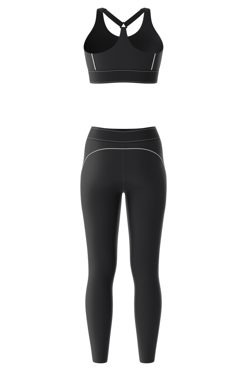 Load image into Gallery viewer, GENIUS NUTRITION® Fitness Set Black - Sports bra and leggings set, crafted from premium materials for maximum elasticity and superior comfort.