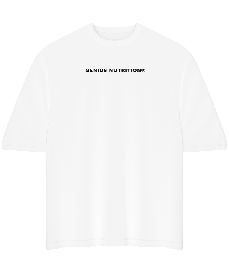 Load image into Gallery viewer, GENIUS NUTRITION® Oversized T-Shirt White - 100% cotton t-shirt, 260 gsm, offering durability and comfort on the skin, easily paired with any style.