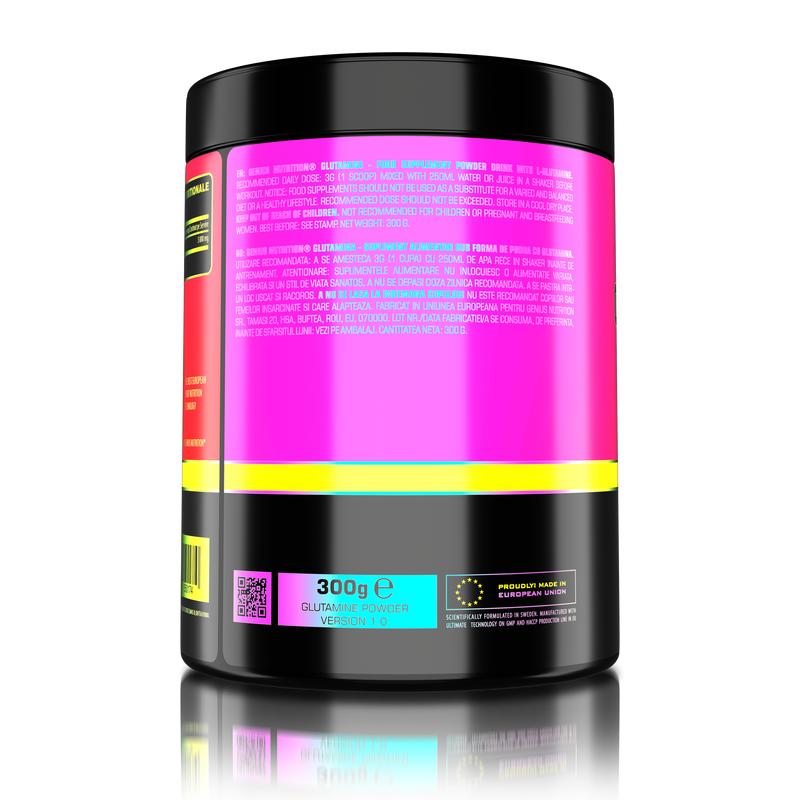 Load image into Gallery viewer, GLUTAMINE 300g 100serv Genius Nutrition Unflavored - Glutamine supplement for gut health support, immunity and muscle recovery after intense workouts.