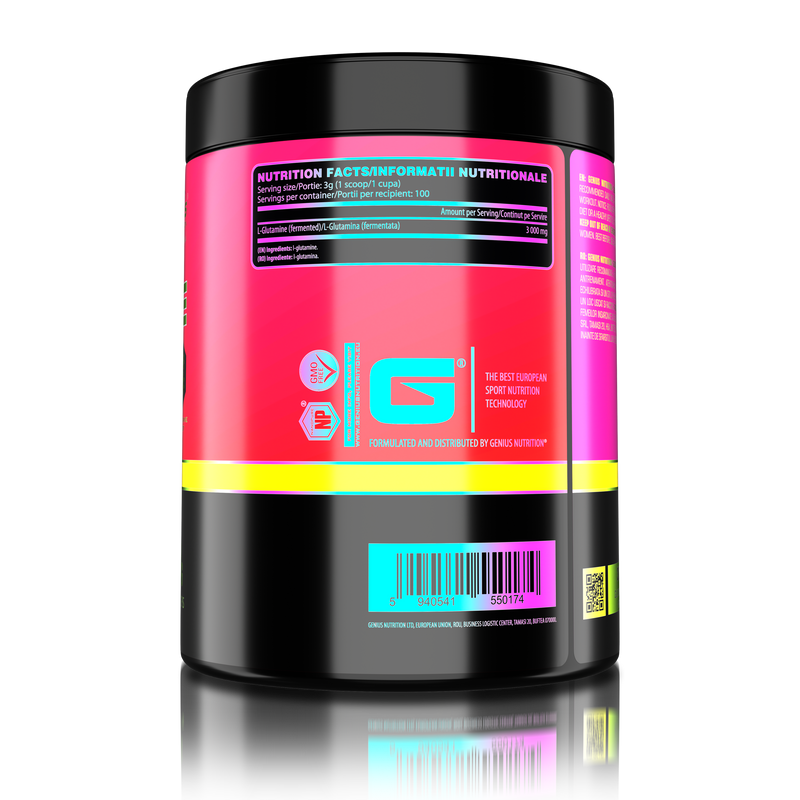 Load image into Gallery viewer, GLUTAMINE 300g 100serv Genius Nutrition Unflavored - Glutamine supplement for gut health support, immunity and muscle recovery after intense workouts.