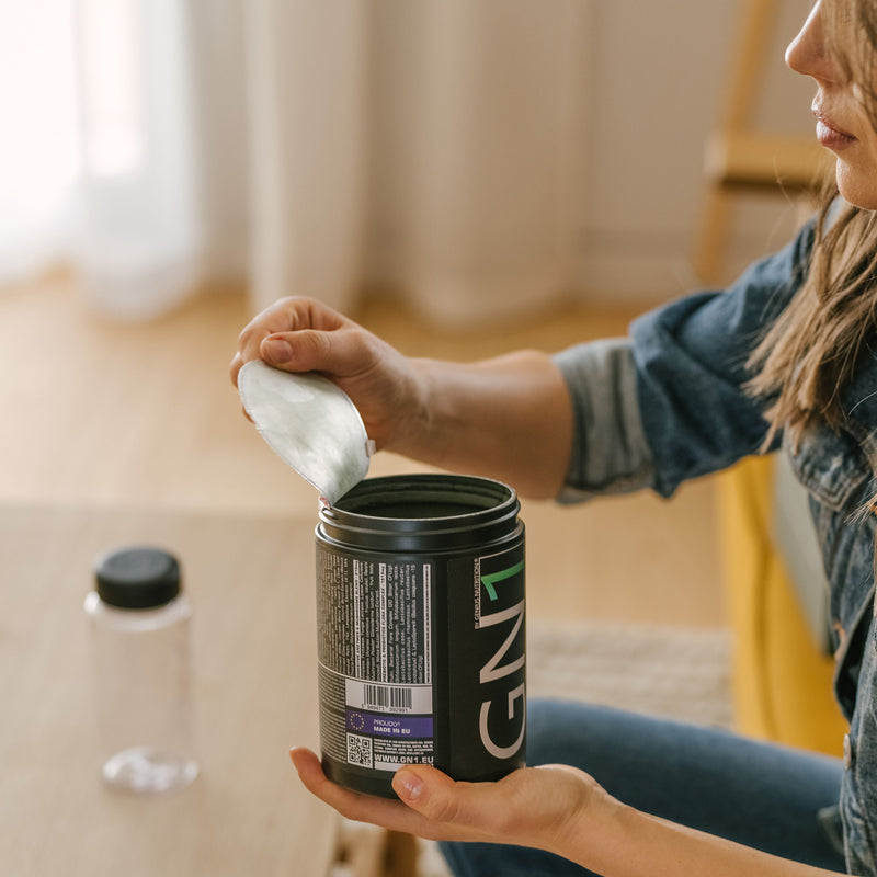 Load image into Gallery viewer, GN1 360g 30serv Genius Nutrition - Complete daily nutritional supplement designed to support immune, hormonal, and digestive health. Each serving delivers a balanced blend of vitamins, minerals, adaptogenic plants, digestive enzymes, and probiotics to optimize energy, metabolism, and overall vitality. With a refreshing Citrus Apple flavor, GN1 helps you stay active, balanced, and healthy every day.