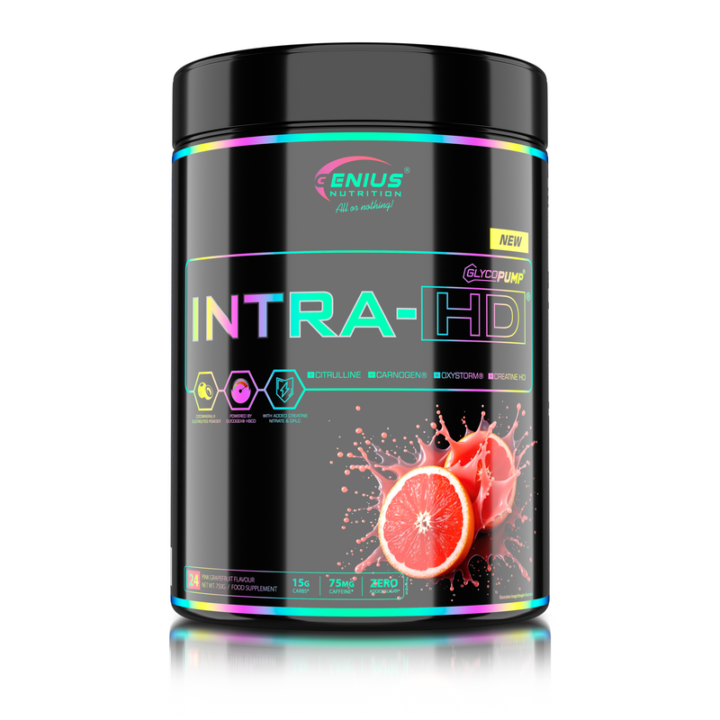 Load image into Gallery viewer, INTRA-HD 750g 24serv Genius Nutrition Pink Grapefruit - Intra-workout supplement for glycogen replenishment, energy, muscle volumization and endurance.