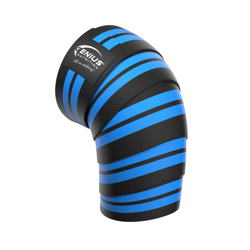 Load image into Gallery viewer, KNEE WRAPS GG-1 Genius Nutrition Blue – Provides enhanced joint stability, improved performance in squats, reduces pressure on the knees, offers adjustable support, and helps prevent injuries.