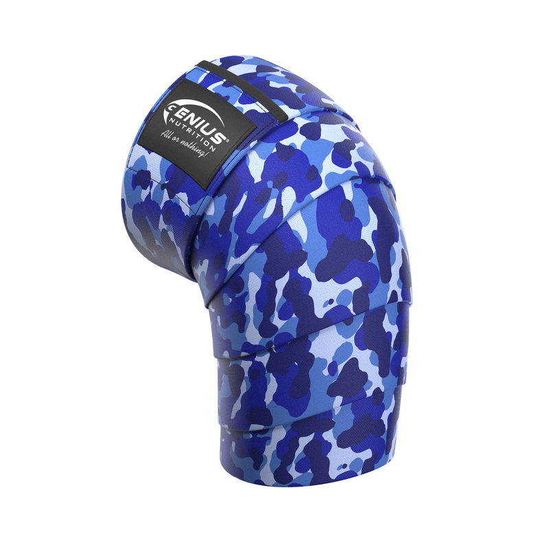 Load image into Gallery viewer, KNEE WRAPS GG-2 Genius Nutrition Blue - Provides enhanced joint stability, improved performance in squats, reduces pressure on the knees, offers adjustable support, and helps prevent injuries.