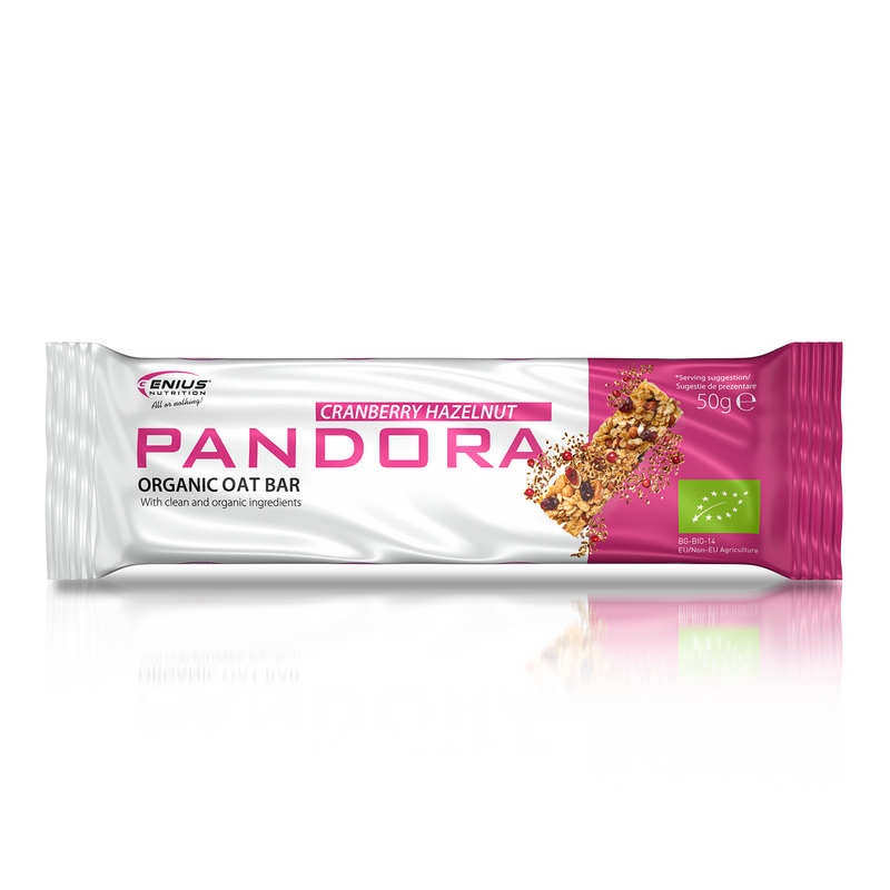 Load image into Gallery viewer, PANDORA BIO OAT BAR 50g Genius Nutrition Cranberry Hazelnut - Delicious and nutritious oat bar made from 100% organic, gluten-free ingredients.
