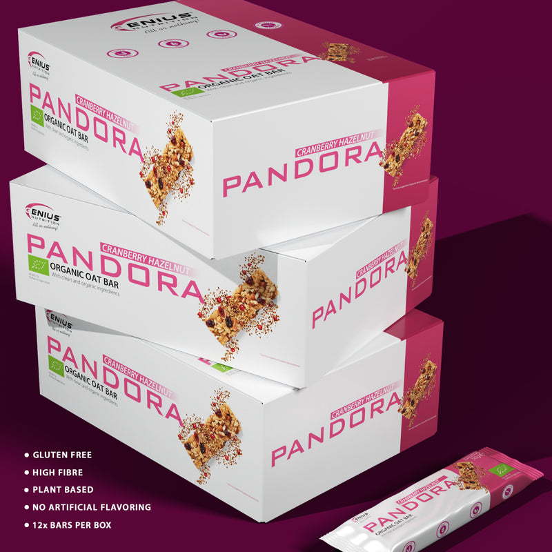Load image into Gallery viewer, PANDORA BIO OAT BAR 50g Genius Nutrition Cranberry Hazelnut - Delicious and nutritious oat bar made from 100% organic, gluten-free ingredients.