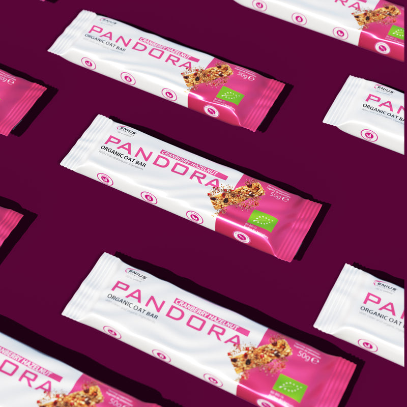 Load image into Gallery viewer, PANDORA BIO OAT BAR 50g Genius Nutrition Cranberry Hazelnut - Delicious and nutritious oat bar made from 100% organic, gluten-free ingredients.