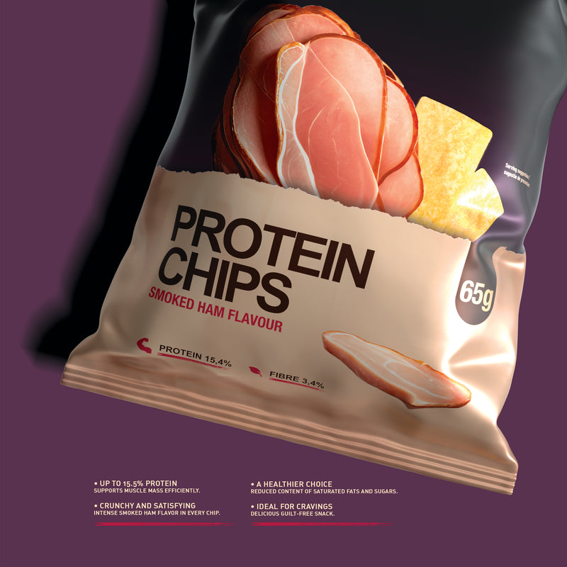 Load image into Gallery viewer, PROTEIN CHIPS 65g Genius Nutrition Smoked Ham - Crunchy protein chips made with 46% lentils for a delicious and nutritious snack.