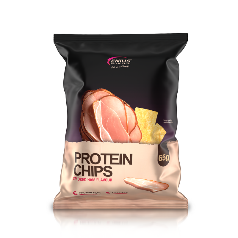 Load image into Gallery viewer, PROTEIN CHIPS 65g Genius Nutrition Smoked Ham - Crunchy protein chips made with 46% lentils for a delicious and nutritious snack.