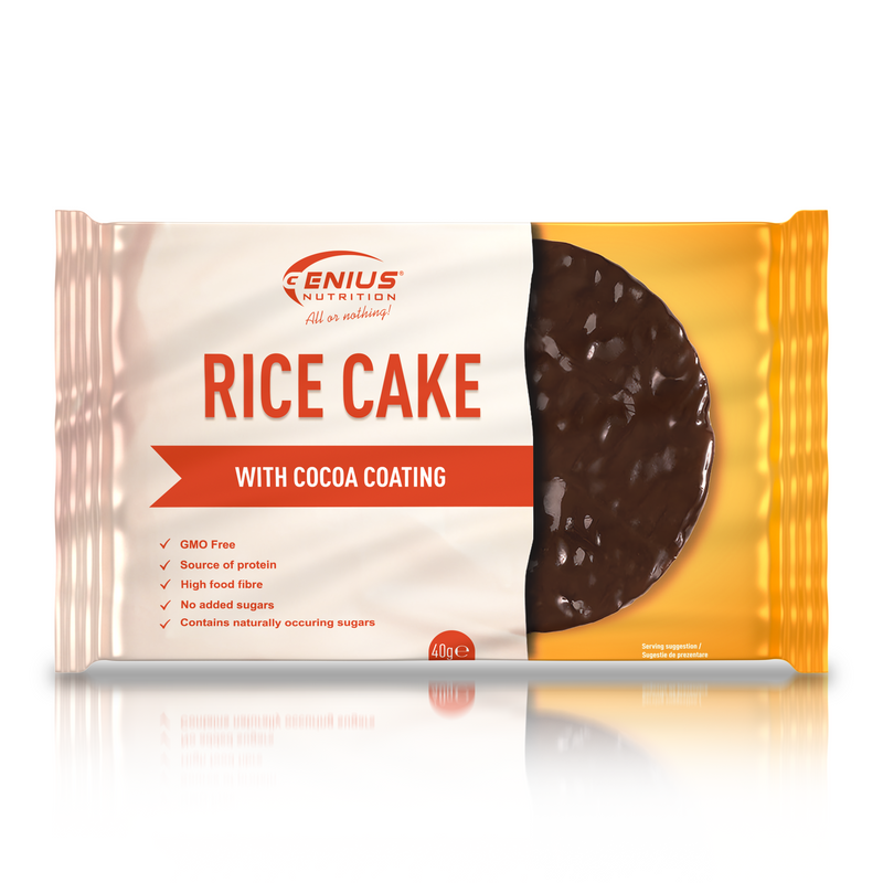 Load image into Gallery viewer, RICE CAKE 40g Genius Nutrition - Nutritious rice snack, high in protein and fiber, with a delicious cocoa flavor.