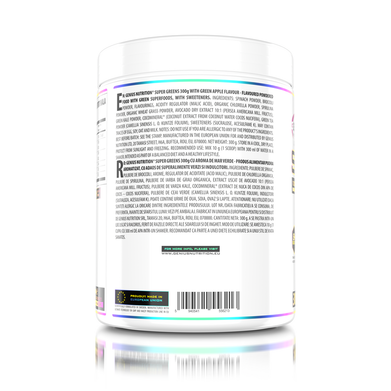 Load image into Gallery viewer, SUPER GREENS 300g 30 serv Genius Nutrition Green Apple - Nutrient rich greens supplement with micronutrients and antioxidants ideal for improving health and boosting energy levels.