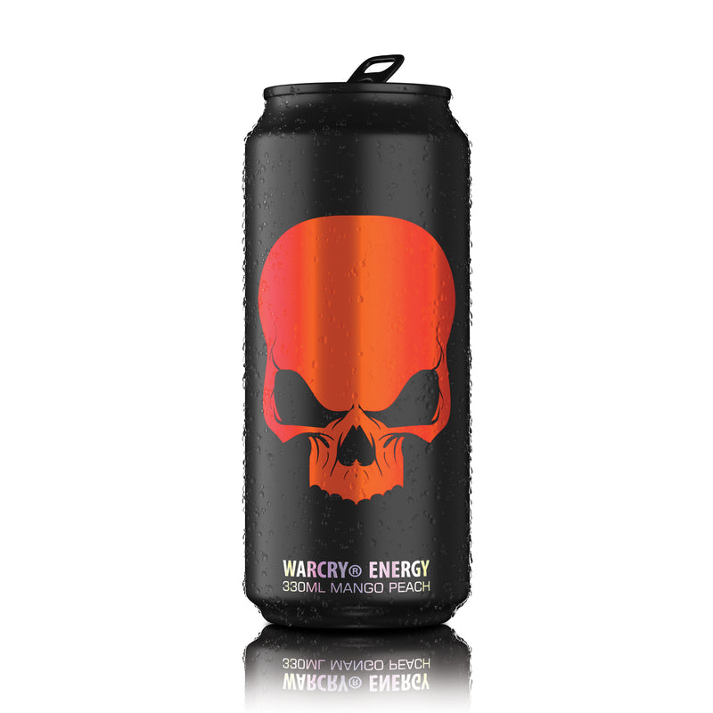 Load image into Gallery viewer, WARCRY ENERGY 330ml 1serv Mango Peach - RTD pre-workout supplement with 0 calories ideal for enhancing energy and focus.
