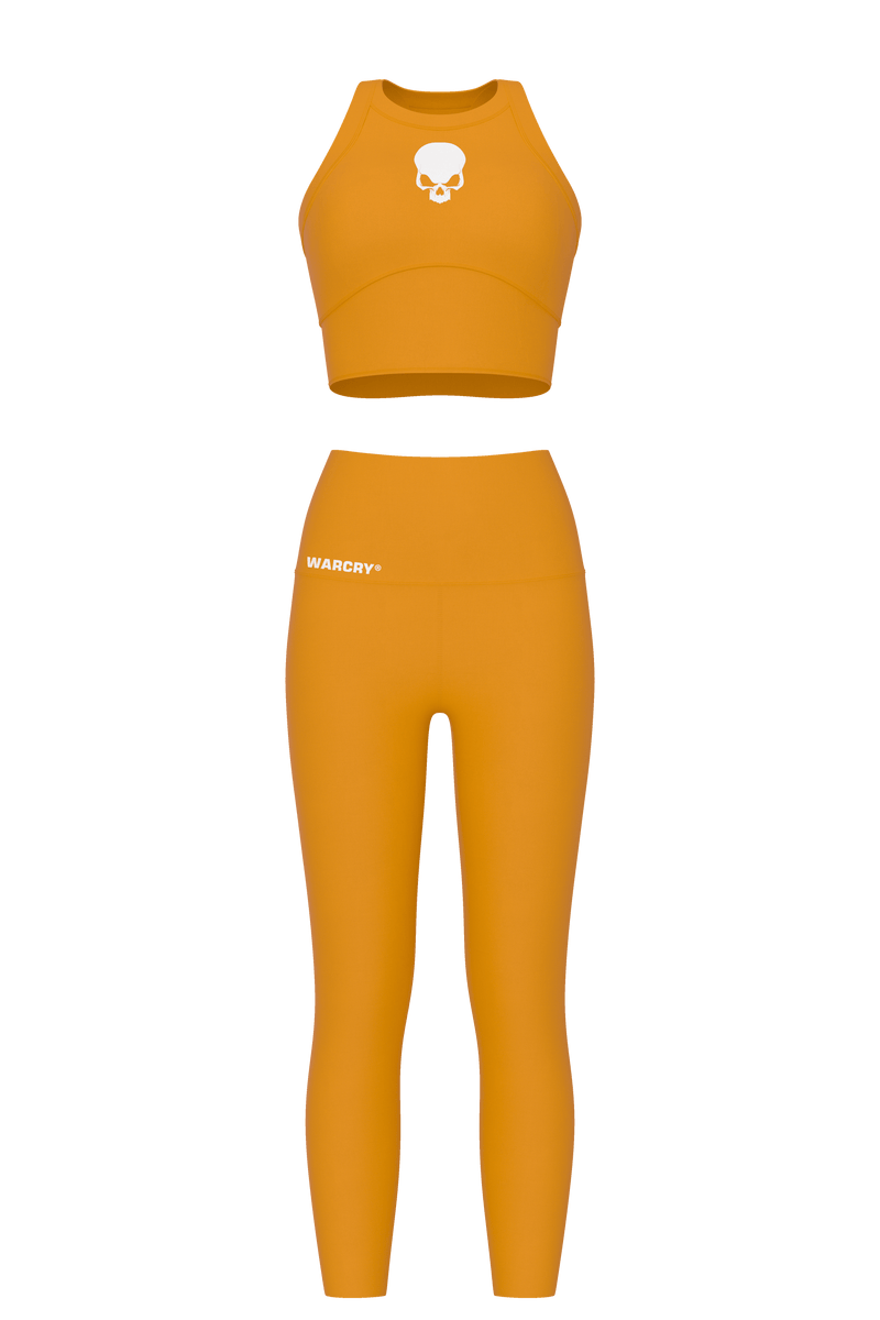 Load image into Gallery viewer, WARCRY® Fitness Set Orange - Sports bra and leggings set, crafted from premium materials for optimal elasticity and superior comfort.