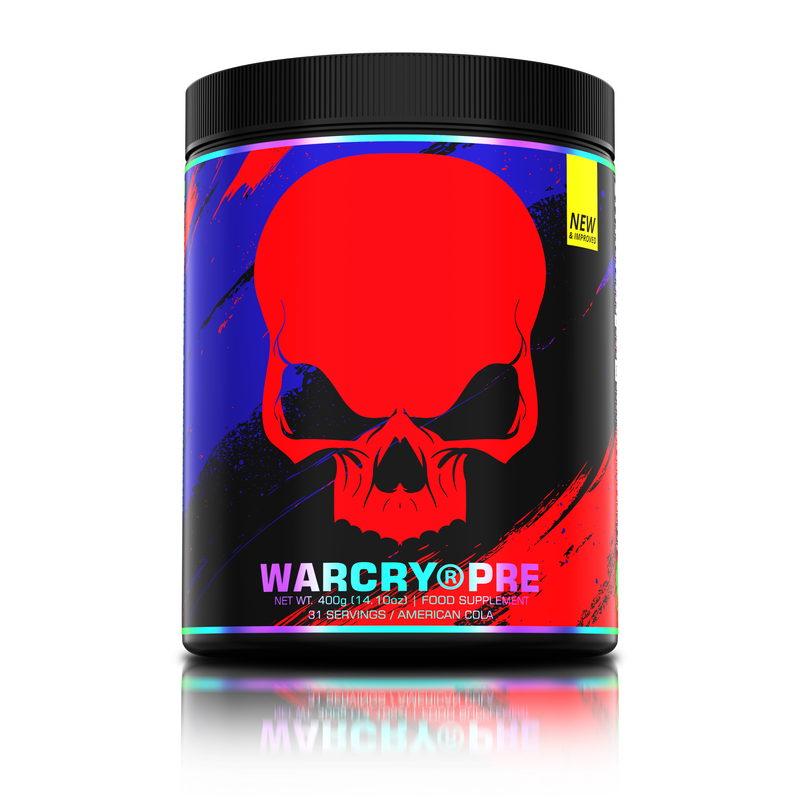 Load image into Gallery viewer, WARCRY PRE 400g 31serv Genius Nutrition American Cola - Pre-workout supplement for energy, pump, endurance, and focus, ideal for intense training sessions.