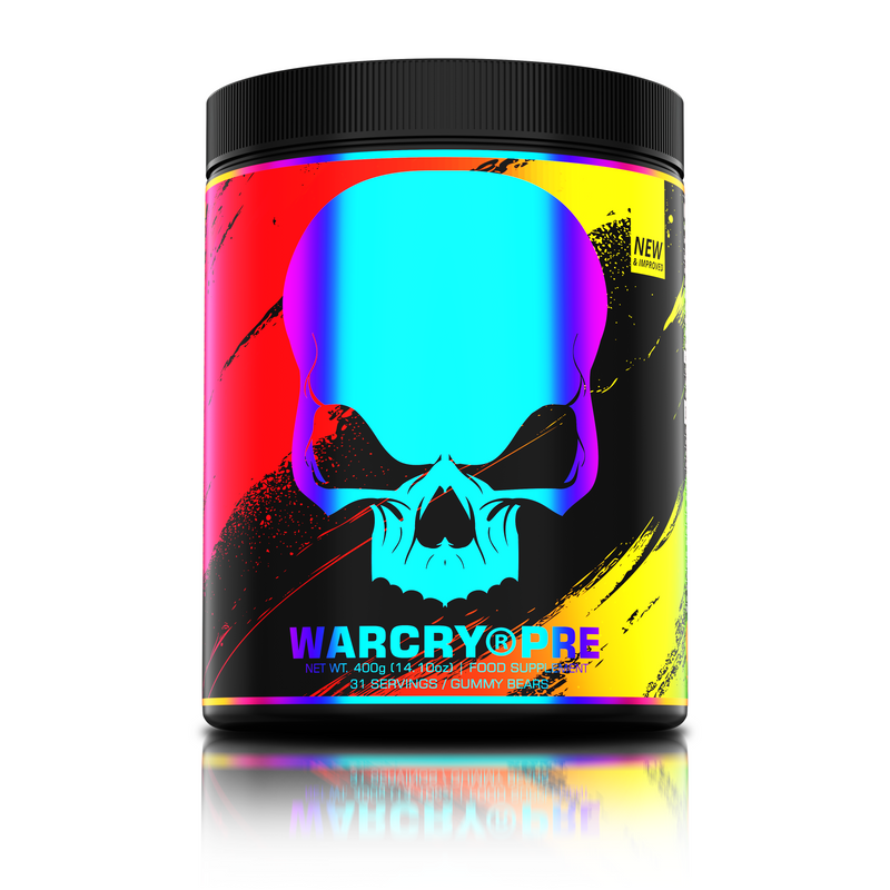 Load image into Gallery viewer, WARCRY PRE 400g 31serv Genius Nutrition Gummy Bears - Pre-workout supplement for energy, pump, endurance, and focus, ideal for intense training sessions.