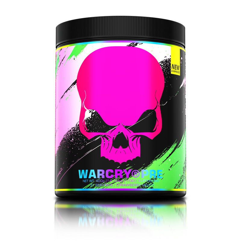 Load image into Gallery viewer, WARCRY PRE 400g 31serv Genius Nutrition Strawberry Mojito - Pre-workout supplement for energy, pump, endurance, and focus, ideal for intense training sessions.