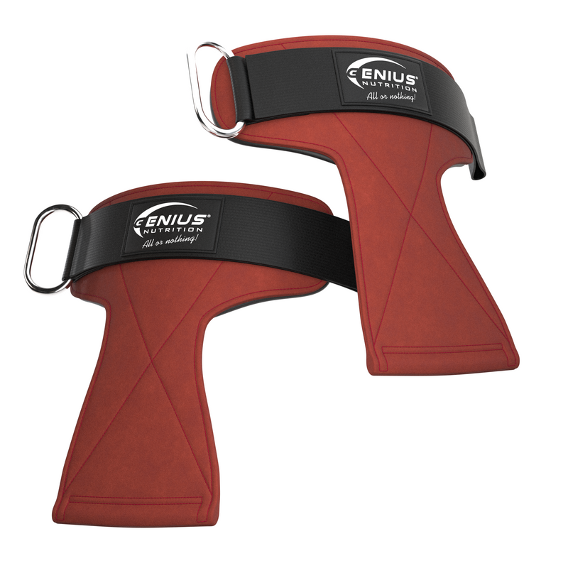 Load image into Gallery viewer, WEIGHTLIFTING GRIP GG-1 Genius Nutrition Red Brick - Enhanced palm protection, improved grip, and wrist support, all in a user-friendly design.