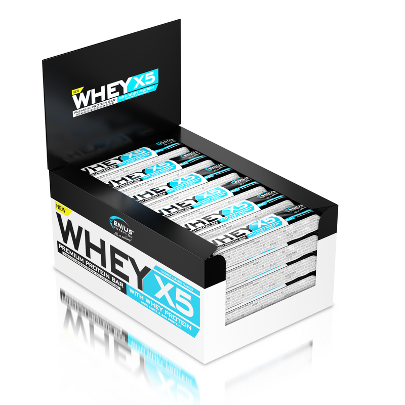 Load image into Gallery viewer, WHEY-X5 PROTEIN BAR 48g Genius Nutrition – Protein bar, a delicious snack for maintaining and building muscle mass with coconut & caramel flavor.