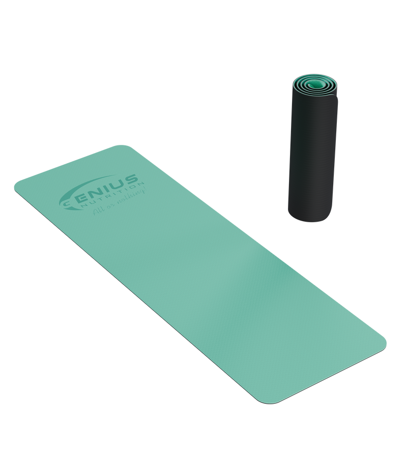Load image into Gallery viewer, YOGA MAT TPE Genius Nutrition Blue - Premium yoga mat provides superior comfort and support, enhancing your performance and making every practice more enjoyable.