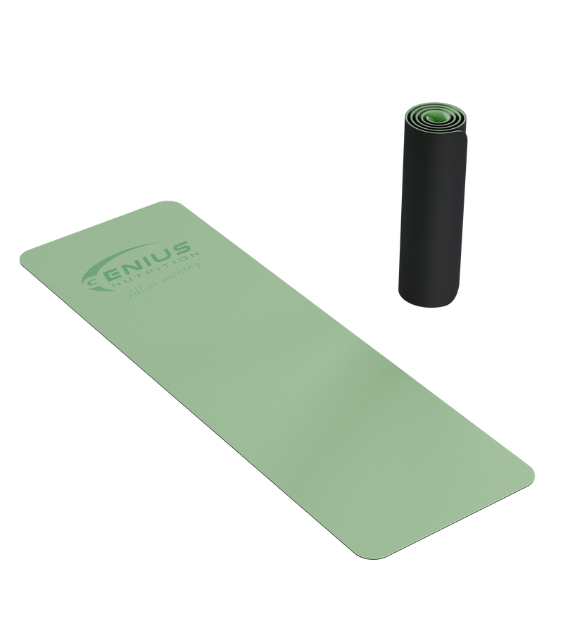 Load image into Gallery viewer, YOGA MAT TPE Genius Nutrition Green - Premium yoga mat provides superior comfort and support, enhancing your performance and making every practice more enjoyable.