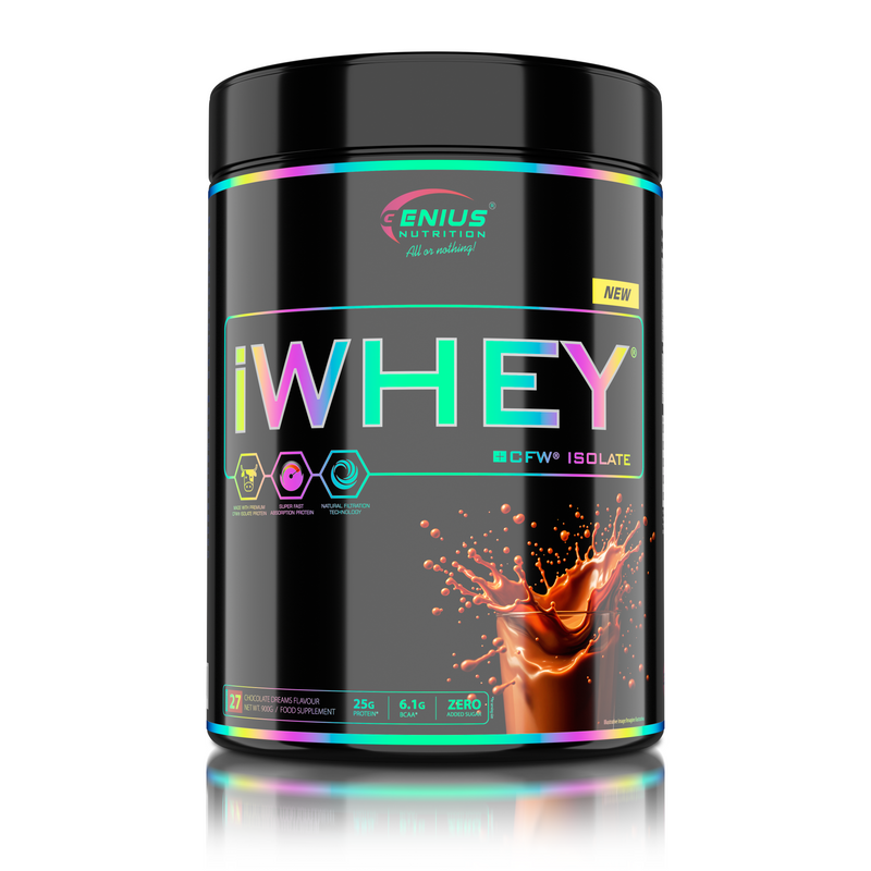 Load image into Gallery viewer, iWHEY ISOLATE 900g 27serv Genius Nutrition Chocolate Dreams - Whey protein isolate (WPI) with no added sugar ideal for recovery and lean muscle growth obtained through CFW® filtration.