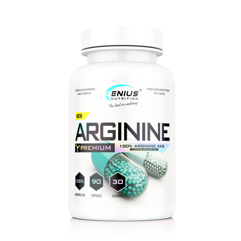 Load image into Gallery viewer, ARGININE AKG 90caps 800mg Genius Nutrition unflavored - Supplement for muscle pump and nitric oxide production (NO)