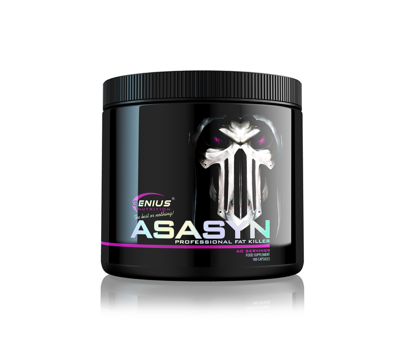 Load image into Gallery viewer, ASASYN 180caps/60 serv Genius Nutrition - Supplement formulated for fat burning and muscle definition, enriched with electrolytes for optimal hydration.