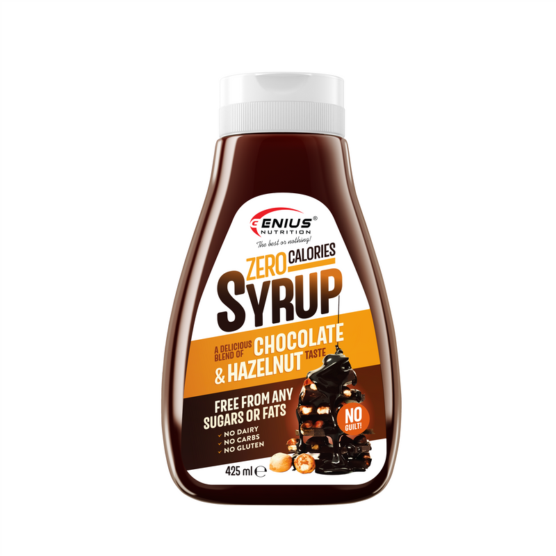 Load image into Gallery viewer, Syrup Zero Calories 425ml Genius Nutrition Chocolate Hazelnut - Delicious syrup with no carbohydrates, no calories, no sugar, and no fat, ideal for any diet.