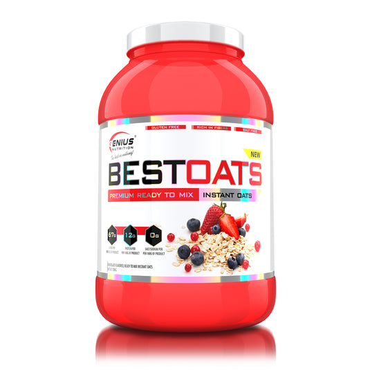 BESTOATS 1000g Genius Nutrition Chocolate - Gluten-free oat powder supplement high in fiber (Beta Glucan), with no added sugar.