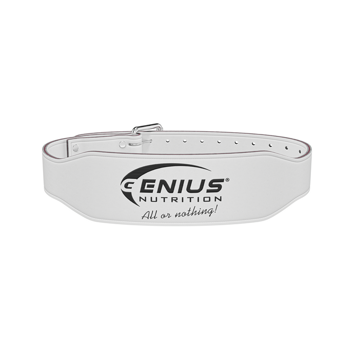 CENTURA FITNESS GG-2 (WEIGHTLIFTING BELT) Genius Nutrition - Accesoriu indispensabil pentru ridicarea greutatilor, ce asigura suport pentru zona lombara si abdominala, minimizand riscul de accidentari.