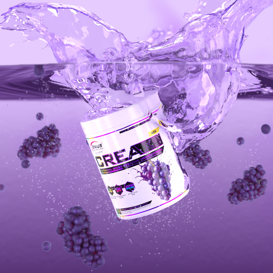 CREA-X5 Genius Nutrition 300g 69serv Juicy Grape - Dietary supplement featuring liposomal creatine monohydrate and AstraGin®, formulated to enhance energy, strength, and overall physical performance.