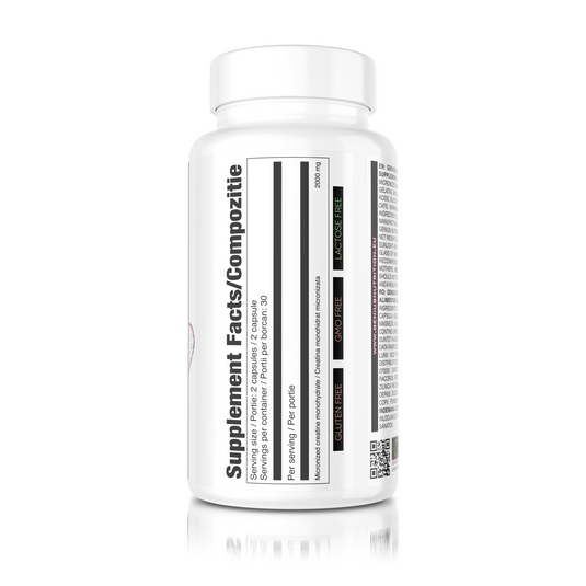 CREATINE 60mega-caps 30serv 1000mg Genius Nutrition - Supplement for ATP production, muscle mass increase and improved physical endurance.