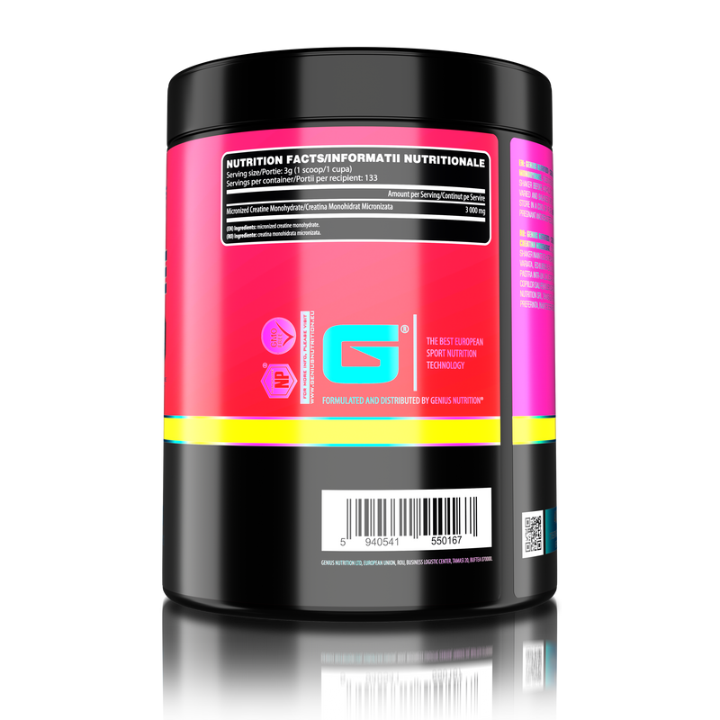 Load image into Gallery viewer, CREATINE MONOHYDRATE 400g 133serv Genius Nutrition unflavored - Supplement for ATP production, muscle mass increase, and improved physical endurance.
