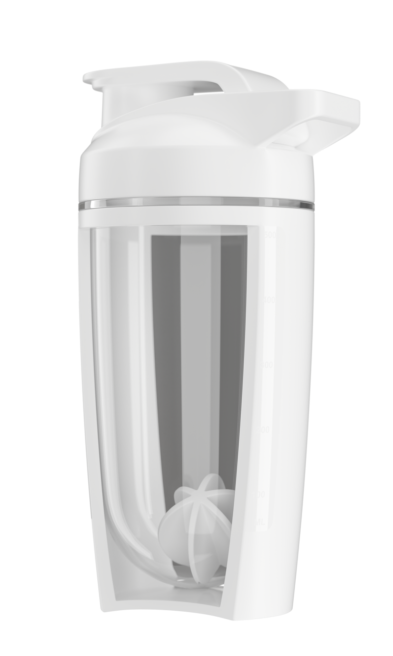 Load image into Gallery viewer, G-SHAKER 500ml Genius Nutrition White - Made from non-toxic PCTG copolyester, the 500ml shaker features a screw-on lid and an internal mixer, making it ideal for mixing powdered supplements like protein and creatine.
