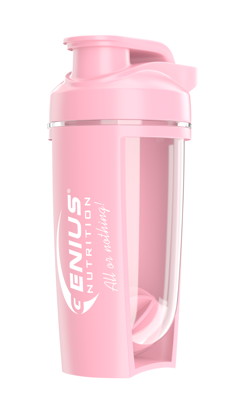 Load image into Gallery viewer, G-SHAKER 500ml Genius Nutrition Pink - Made from non-toxic PCTG copolyester, the 500ml shaker features a screw-on lid and an internal mixer, making it ideal for mixing powdered supplements like protein and creatine.
