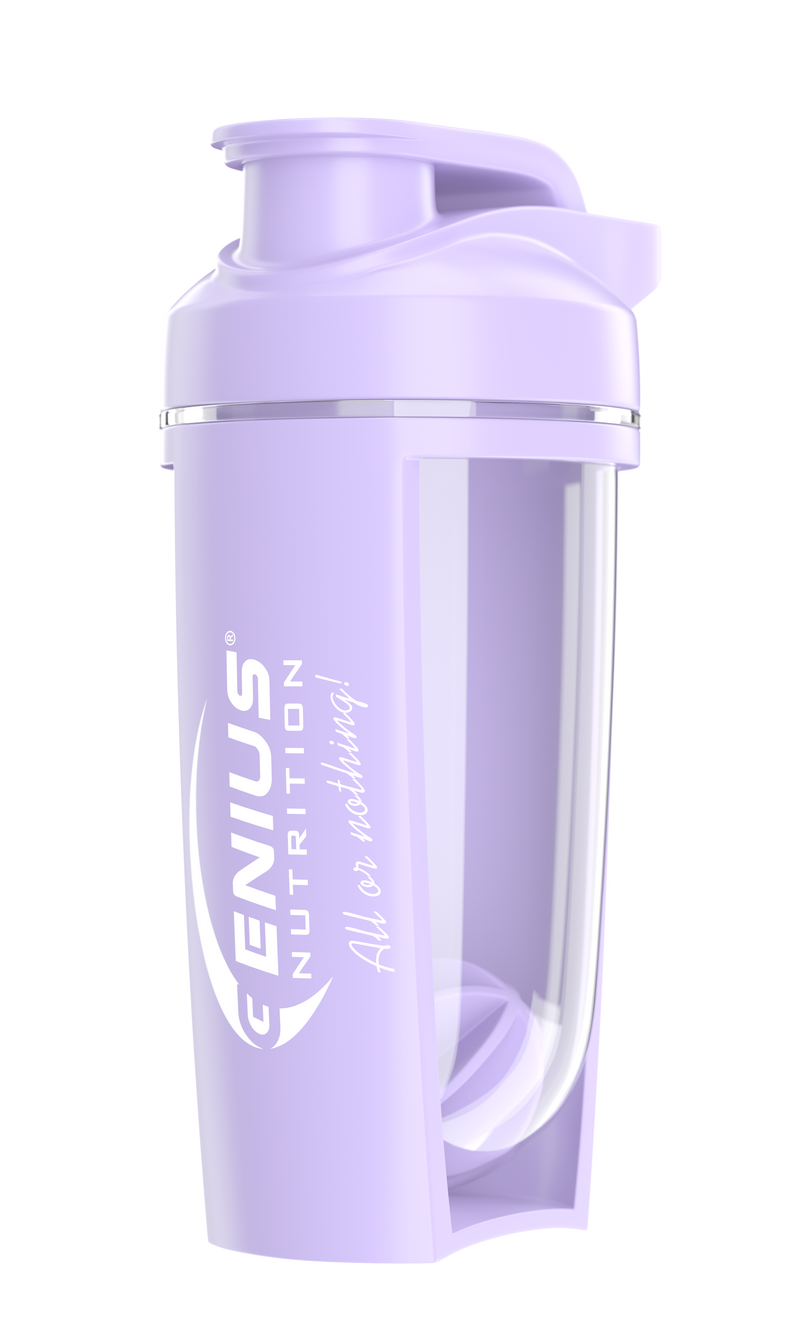Load image into Gallery viewer, G-SHAKER 500ml Genius Nutrition Purple - Made from non-toxic PCTG copolyester, the 500ml shaker features a screw-on lid and an internal mixer, making it ideal for mixing powdered supplements like protein and creatine.
