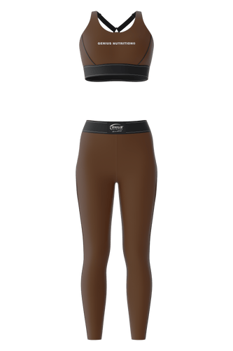 GENIUS NUTRITION® Fitness Set Brown - Sports bra and leggings set, crafted from premium materials for maximum elasticity and superior comfort.