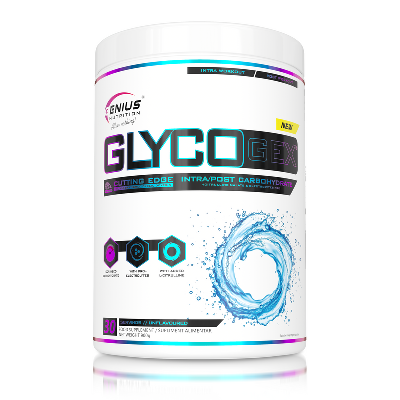 Load image into Gallery viewer, GLYCOGEX 900g 30 serv Genius Nutrition - Fast-absorbing intra-workout supplement designed to replenish glycogen, support endurance, enhance muscle pump, and provide hydration without gastric discomfort, unflavored.
