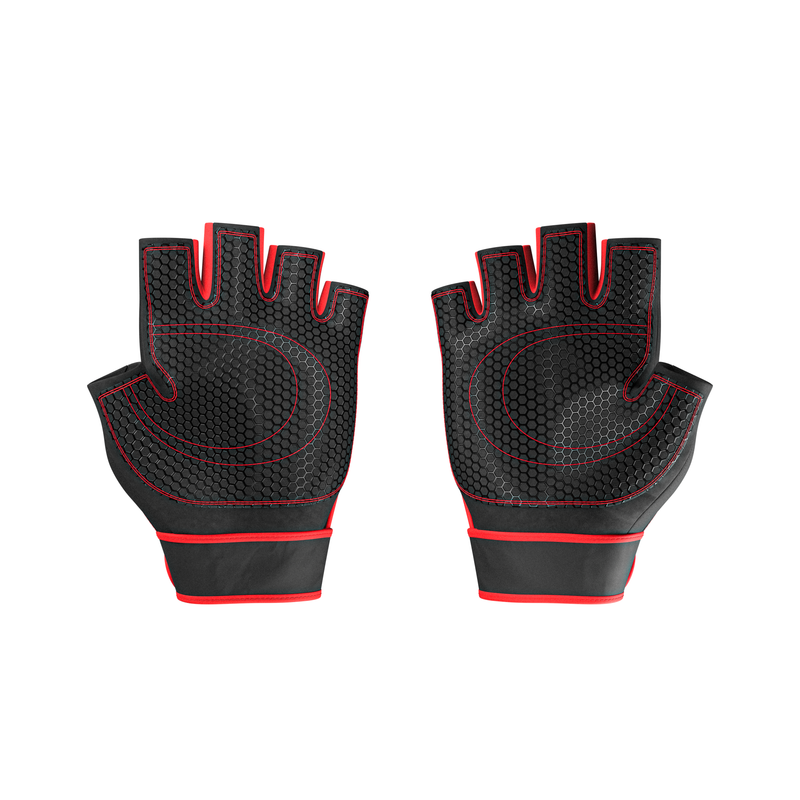 Load image into Gallery viewer, GYM GLOVES GG-1 Genius Nutrition BLACK AND RED – These gloves offer enhanced grip, superior comfort, and maximum flexibility, as they are made from premium materials for durability and optimal performance.
