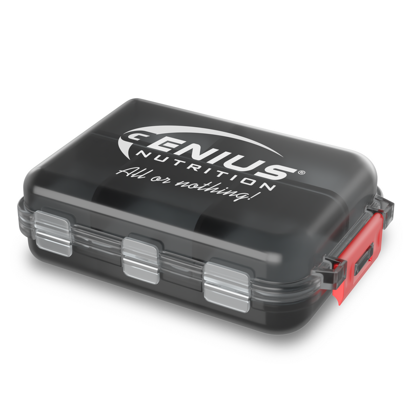 Load image into Gallery viewer, Genius Nutrition® Pill Box - Pill organizer fits easily in any pocket or bag, offering a convenient and secure way to carry tablets and capsules.
