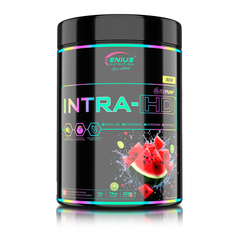 Load image into Gallery viewer, INTRA-HD 750g 24serv Genius Nutrition Melon Limewater - Intra-workout supplement for glycogen replenishment, energy, muscle volumization and endurance.
