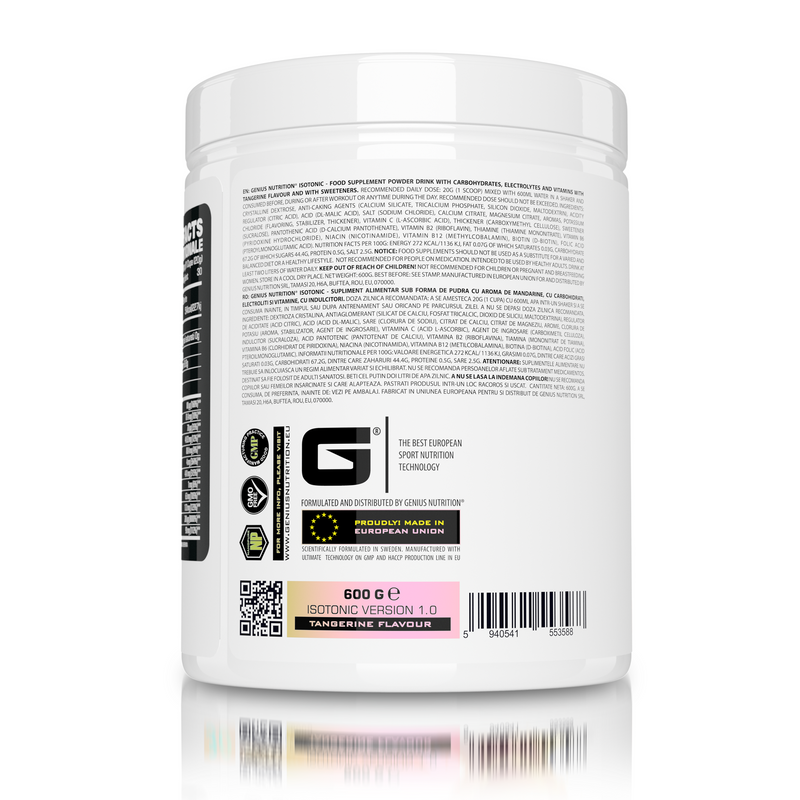 Load image into Gallery viewer, ISOTONIC 600g 30serv Genius Nutrition - Isotonic hydration drink supplement with electrolytes, vitamins, and fast-absorbing carbs ideal for maintaining energy during intense physical activity.
