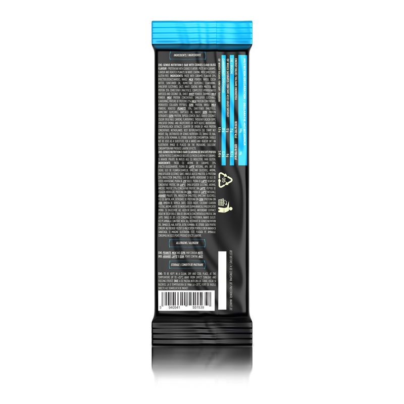 Load image into Gallery viewer, MULTILAYER PROTEIN BAR 50g Genius Nutrition - Protein bar with exceptional taste and balanced nutritional profile, 196 kcal, 11g fat, and 12g protein with cookie bliss flavor.
