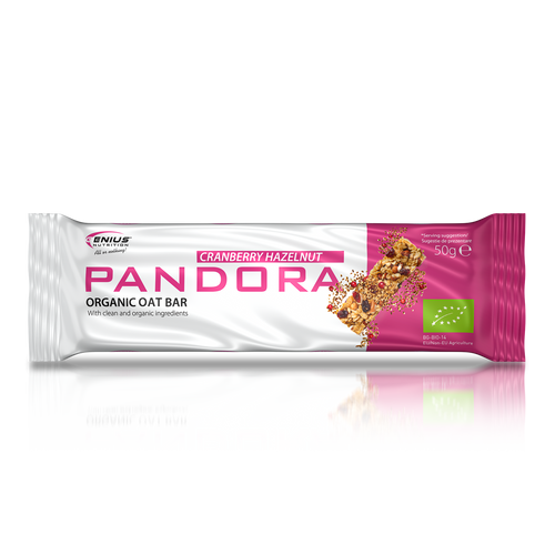 PANDORA BIO OAT BAR 50g Genius Nutrition Cranberry Hazelnut - Delicious and nutritious oat bar made from 100% organic, gluten-free ingredients.