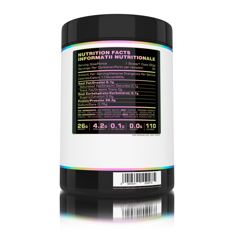 Load image into Gallery viewer, SOY PROTEIN ISOLATE 900g 30serv Genius Nutrition Royal Vanilla - Plant based protein supplement ideal for lean muscle growth and maintenance rich in essential amino acids and easy to digest.
