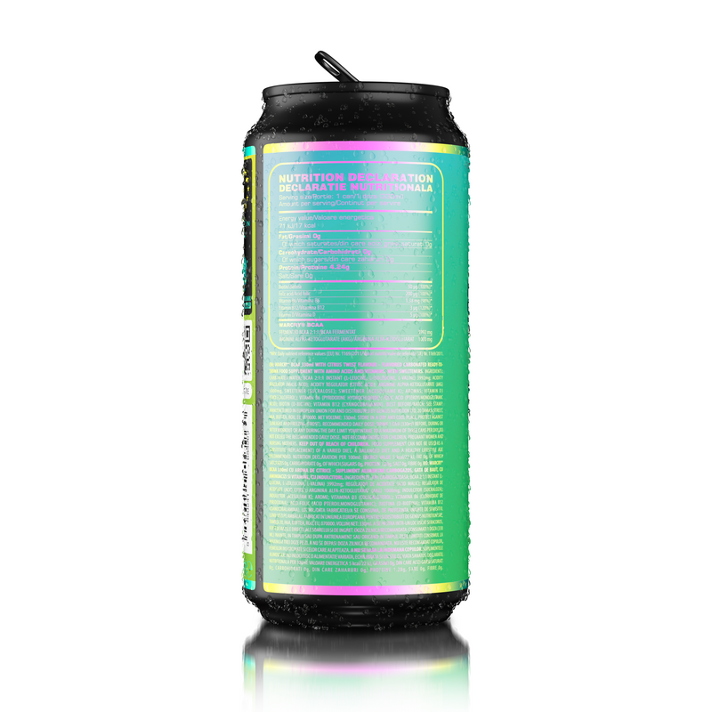 Load image into Gallery viewer, WARCRY® BCAA 330ML Citrus Twist - The perfect combination of BCAA, malate citrulline, and essential vitamins for optimal muscle recovery, with no calories, sugar, or artificial colors, in a ready-to-drink dose.
