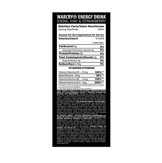 WARCRY ENERGY 330ml 1serv Kiwi & Strawberry - RTD pre-workout supplement with 0 calories ideal for enhancing energy and focus.