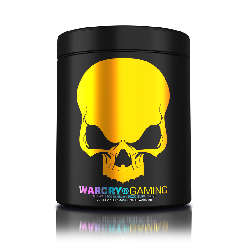 Load image into Gallery viewer, WARCRY GAMING 240g 30serv Genius Nutrition Mangonade Warefare - Supplement designed for high-intensity gaming sessions, enhancing cognitive focus, boosting energy, sharpening memory, alleviating stress, and promoting optimal hydration.
